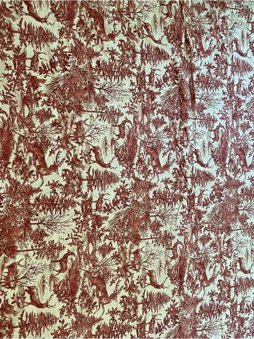 Pottery Barn Duvet Cover Red Alpine Toile Queen Cotton Woodsy Deer Cabin Charm